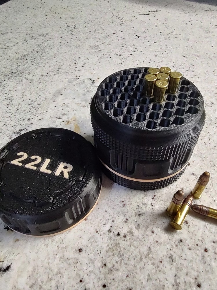 2-22 LR Mini Ammo Box Storage Case. 55 Rounds ea. Screw On Lid. Stackable.