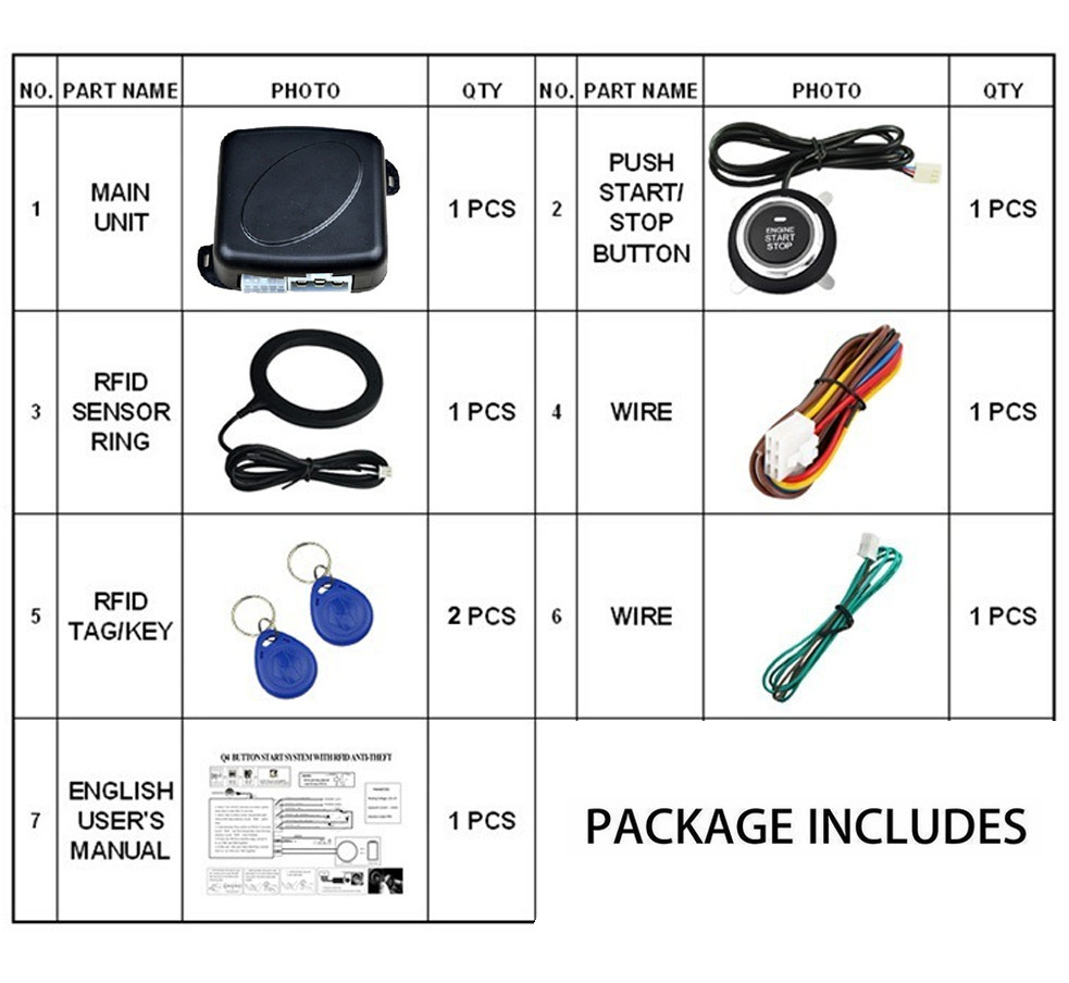 Car Ignition Switch 12v RFID Engine Start Push Button Keyless Entry Starter Kit