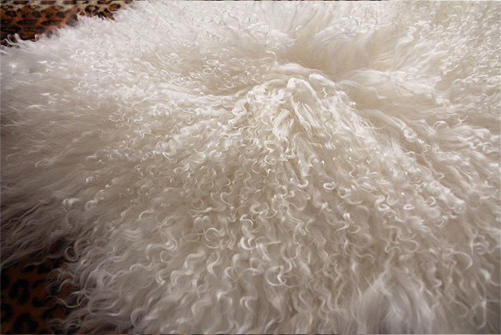 Real Mongolian Fur Throw Tibetan Lambskin Rug Hide Pelt Curl Hair Carpet 2'X3.3'