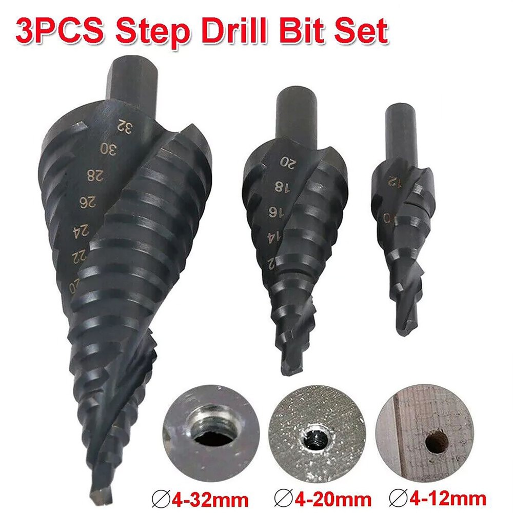 3Pcs/Set HSS Step Drill Bit Set Large Cone Titanium Bit Set Metal Hole Cutter