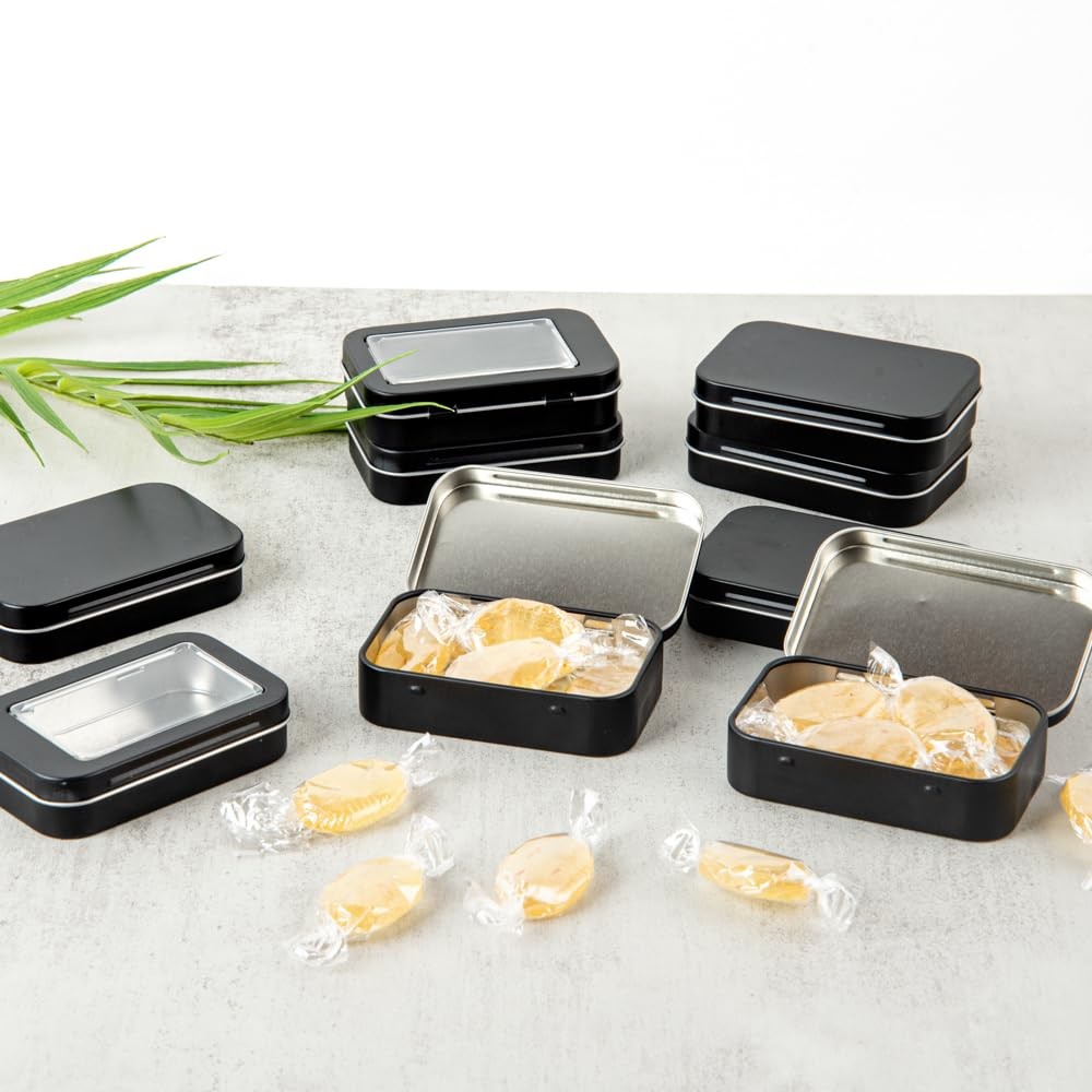Restaurantware RW Base 4.5oz Rectangular Black Tin Containers - 10-Pack