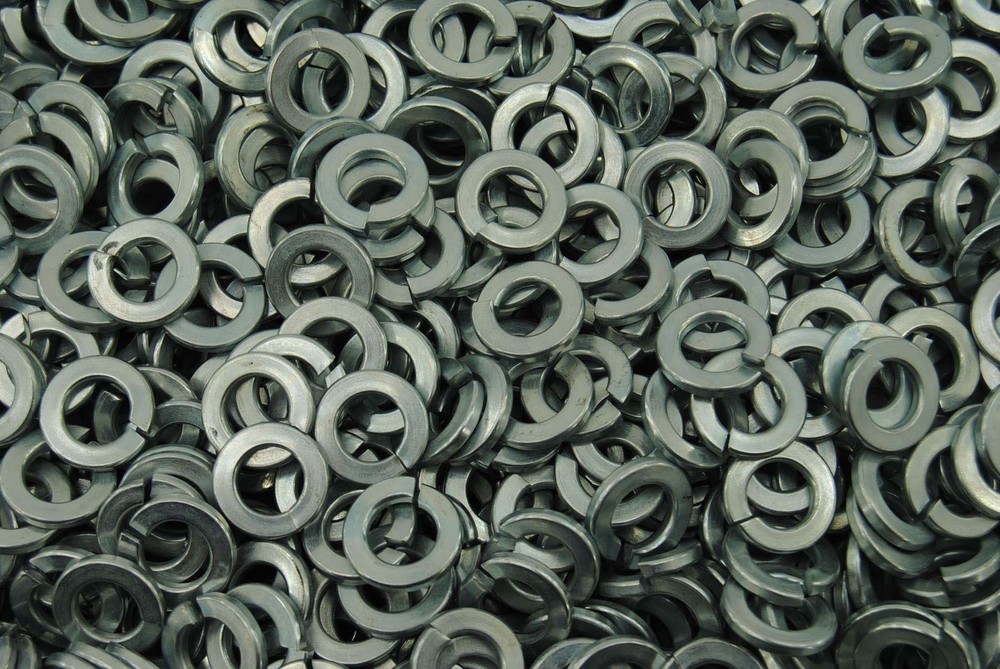 (1000) 3/8 Medium Split Lock Washers Locking - Zinc Plated 3/8" Washer