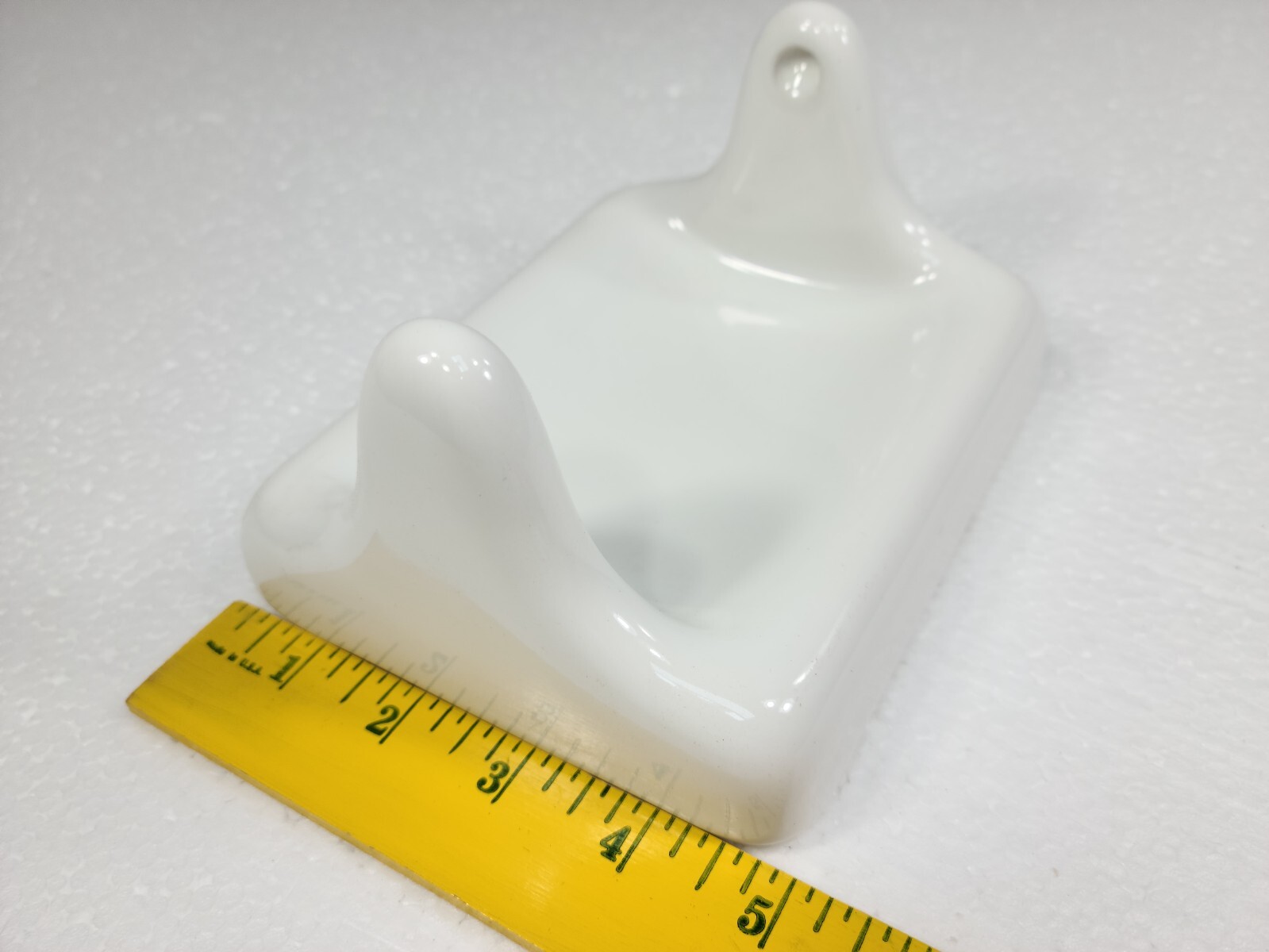 Vintage White Ceramic TP Toilet Paper Holder Screw in Drywall Mid Century Modern