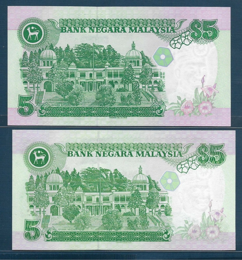 Malaysia 5 Ringgit 2 Pcs Lot, 1995 1998, P 35 35A, UNC