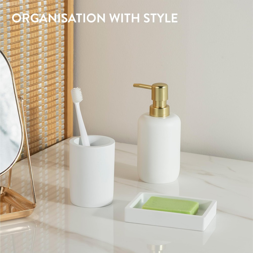 Decorative Bathroom Accessories Set - 3-Piece Bath Accessory Kit with Toothbr...