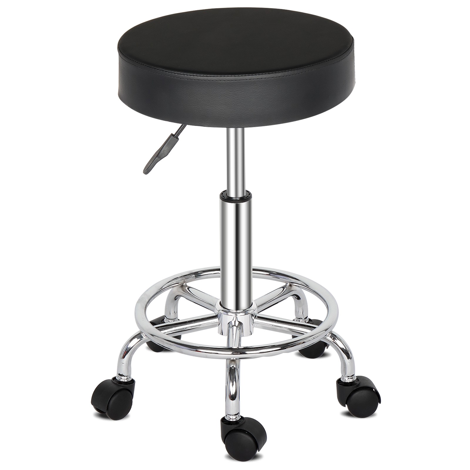 Rolling Garage Stool Adjustable Mechanic Work Shop Salon PU Leather Swivel Seat