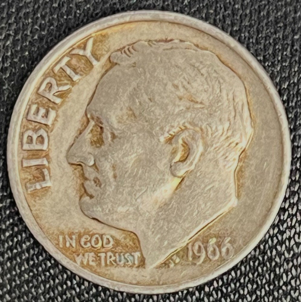 1966 Roosevelt Dime Rubbed Off Back Error