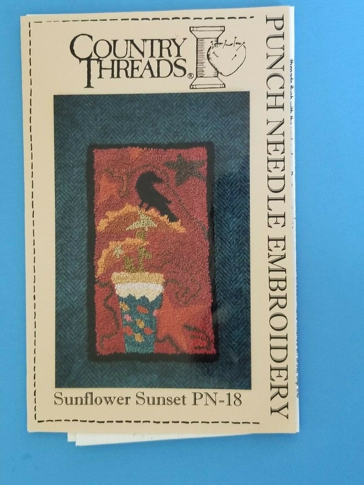 Country Threads PUNCH NEEDLE PATTERN ~ Sunflower Sunset PN-18