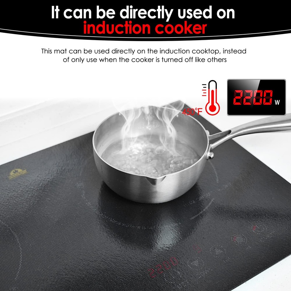 Large Induction Cooktop Protector Mat 21.2x35.4 inch, Translucent Black