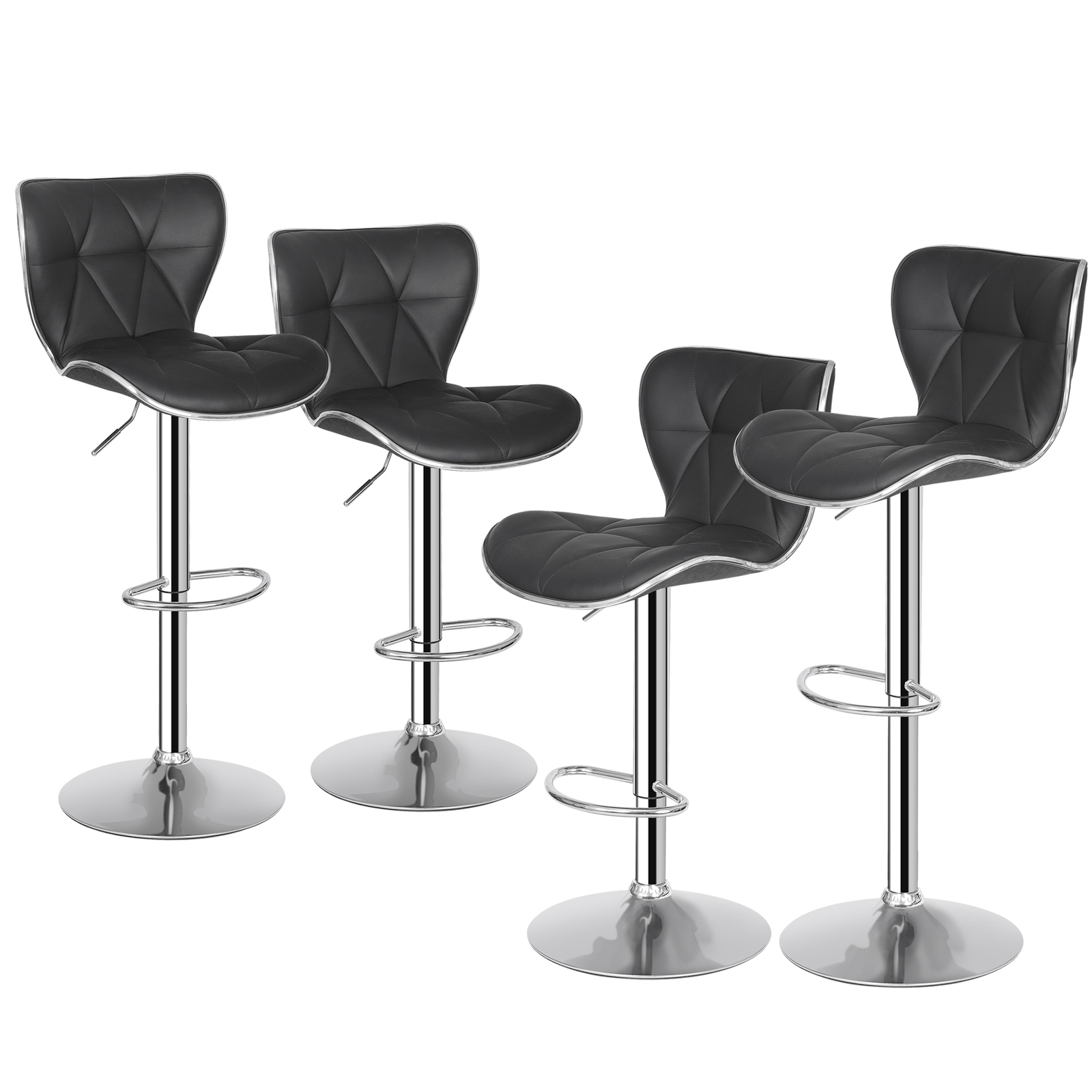 Set of 4 Swivel Bar Stools w/Shell Back Ajustable Height Footrest Design Home