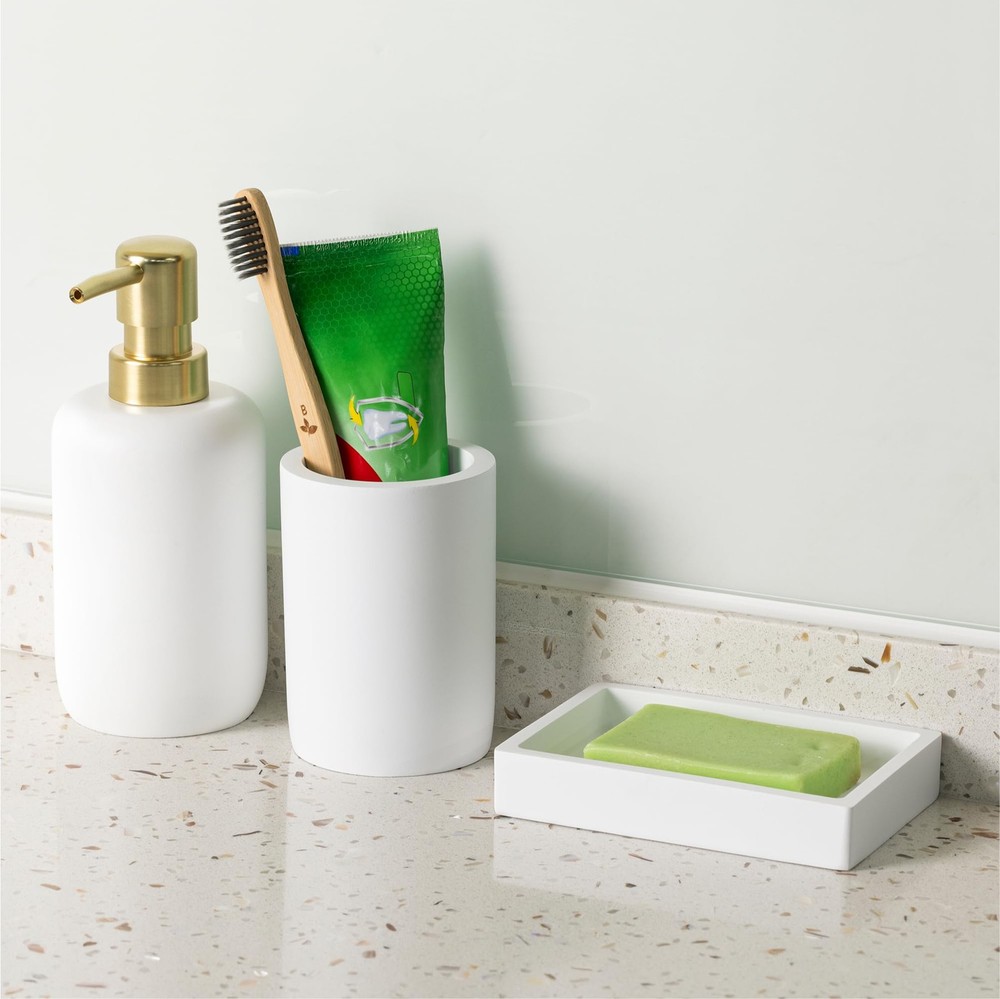 Decorative Bathroom Accessories Set - 3-Piece Bath Accessory Kit with Toothbr...