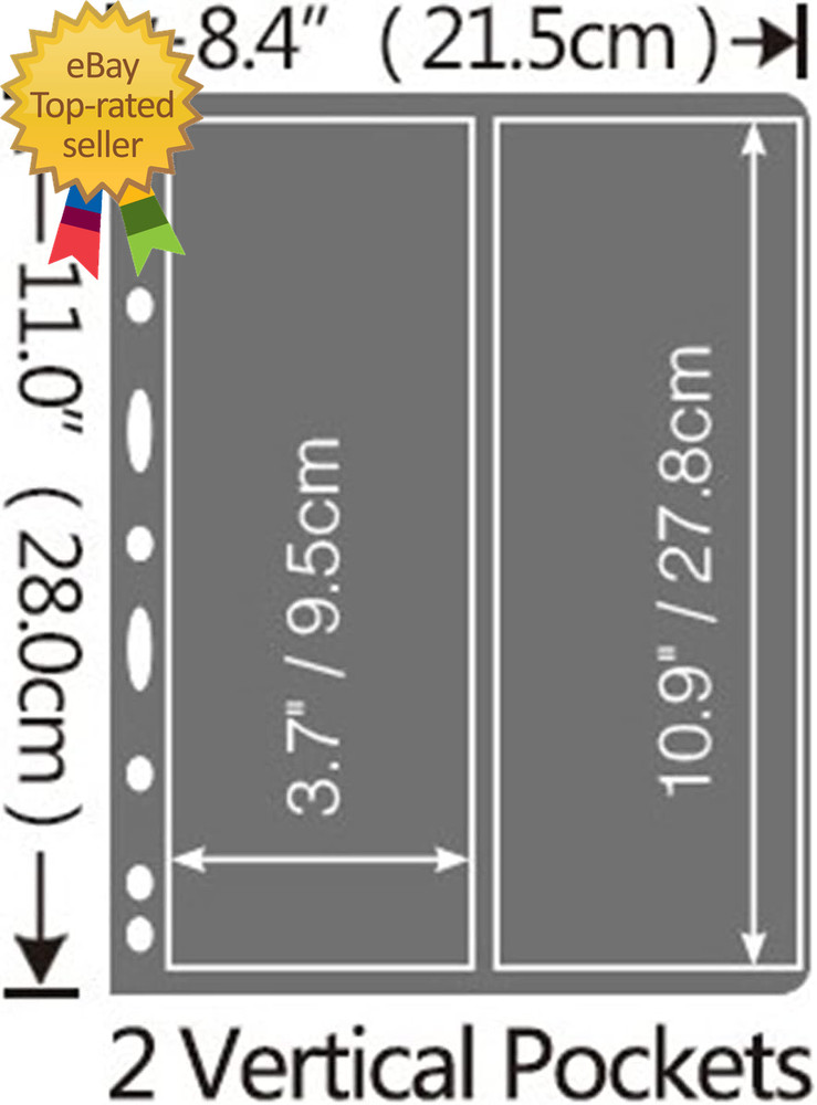 Stamp Pages for Stamp Album Binder 10 Sheet 2 Vertical Pockets Pages for Stamp P