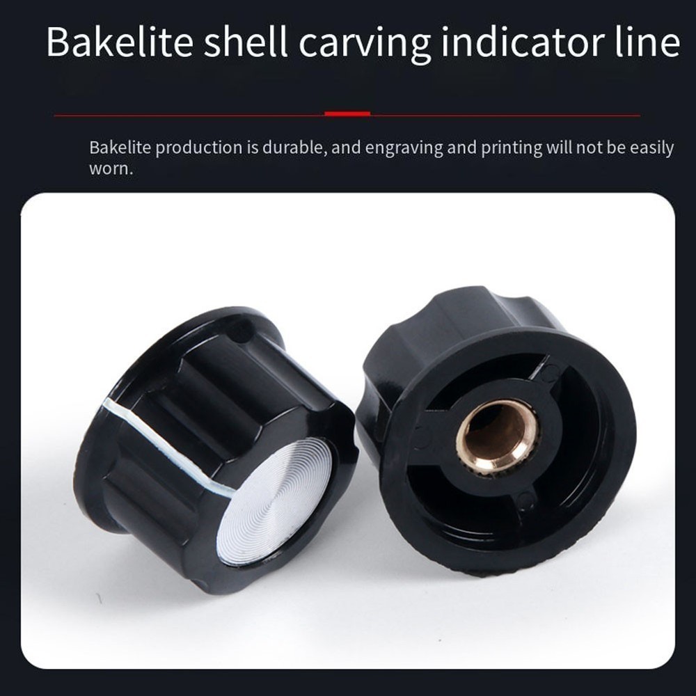 Size 10pcs 6mm Silver Tone Top Knobs for Electronics Black A03