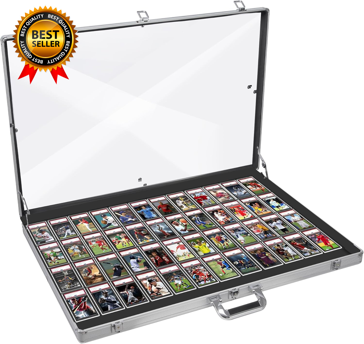 Aluminum Glass Display Case for Cards XL Large Table Top Display Case with Lock