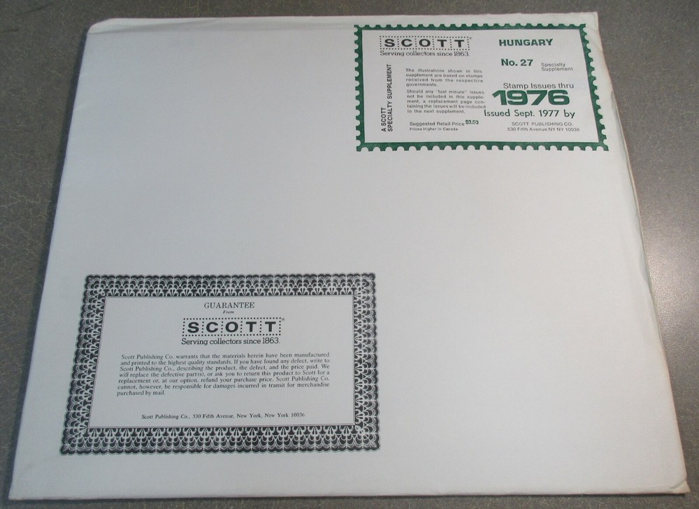 "SCOTT" HUNGARY SUPPLEMENT # 27 1976 W/FREE SHIPPING!!