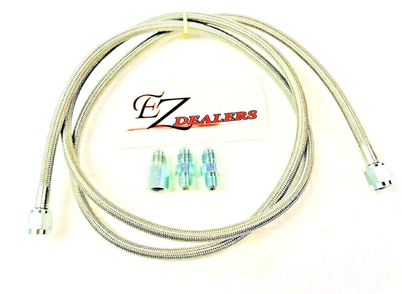 New - 4 Steel Braided Pressure Gauge Line Kit For Oil Water Fuel Gauges 60" Inch