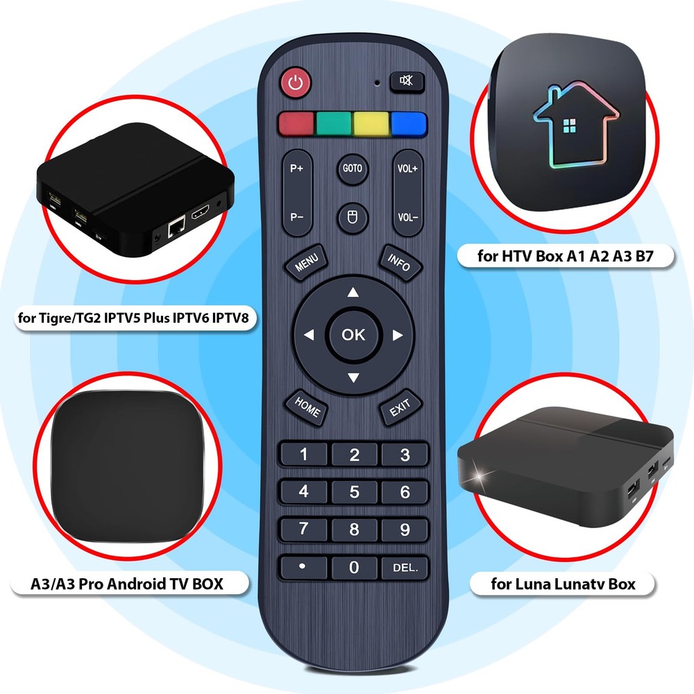Replacement IPTV Box Remote Control Compatible with A3/A3 Pro Android black