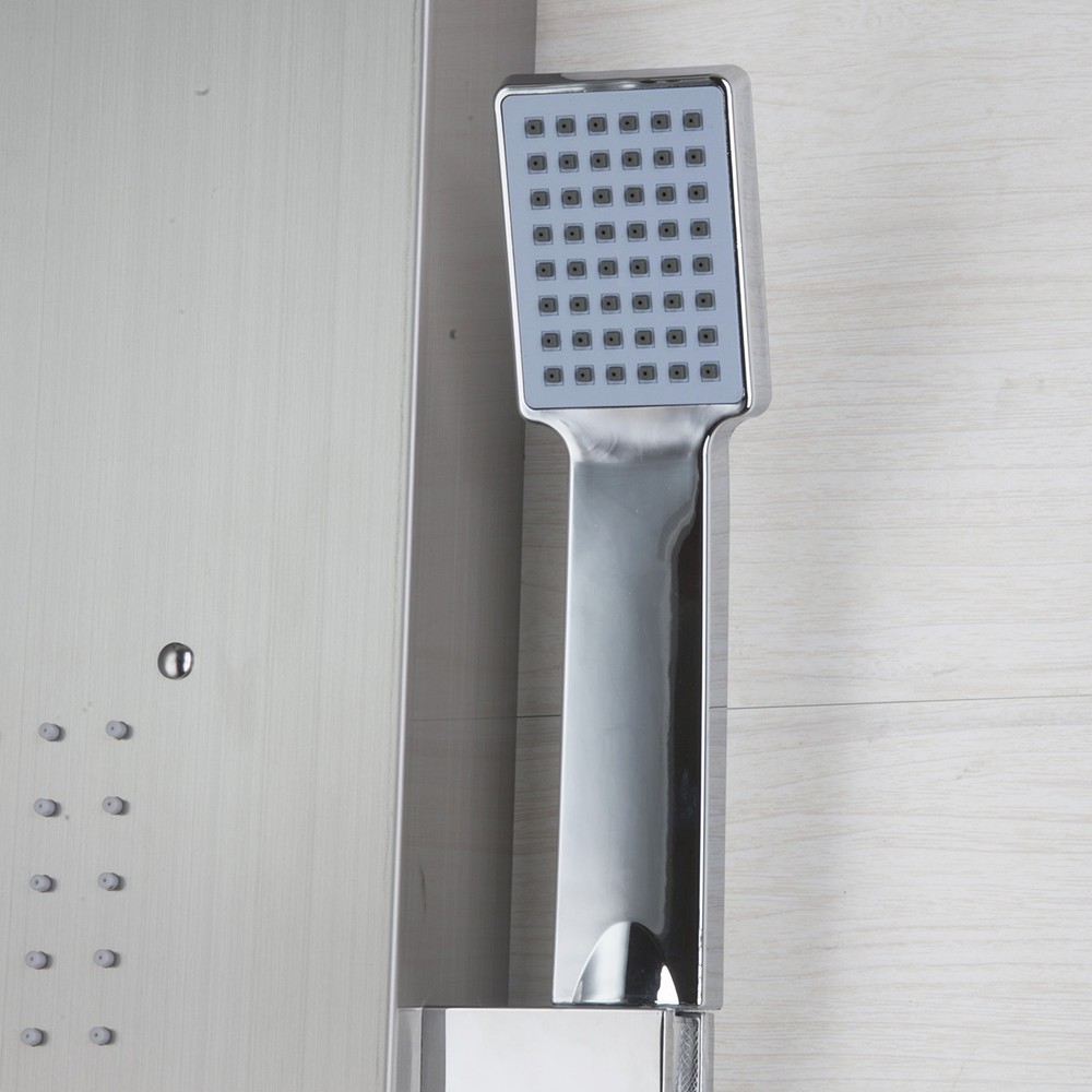 Brushed Nickel Bathroom Multi Function Shower Panel Hand Spary Wall Mount Tap
