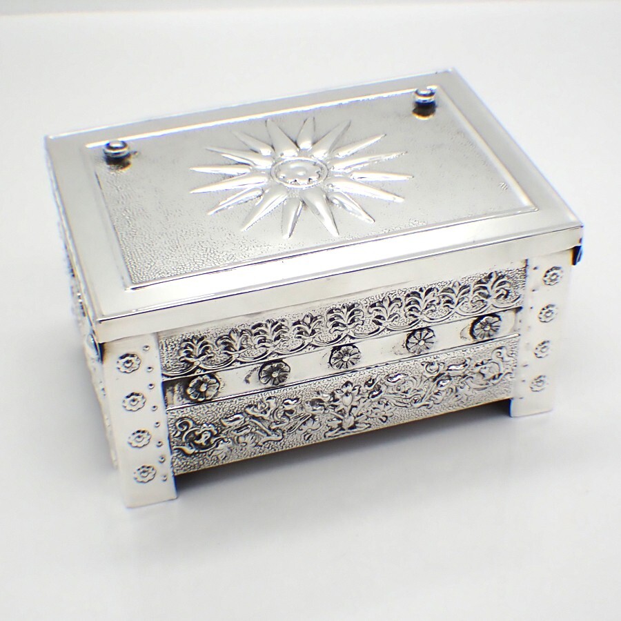 Ornate Greek Box Sterling Silver Lined Interior
