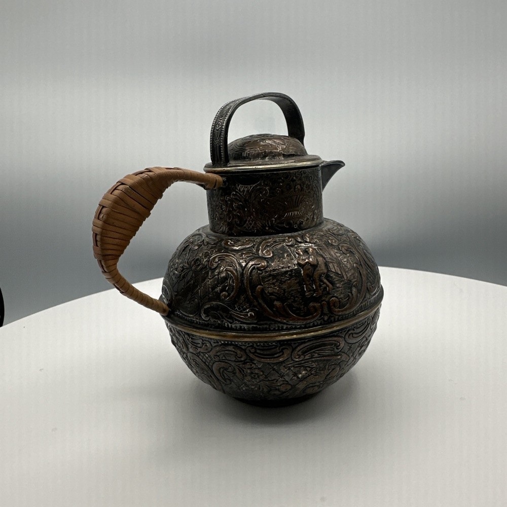 Antique E.G. Webster & Sons Repoussé Silver Plate Pitcher Figural Thermos