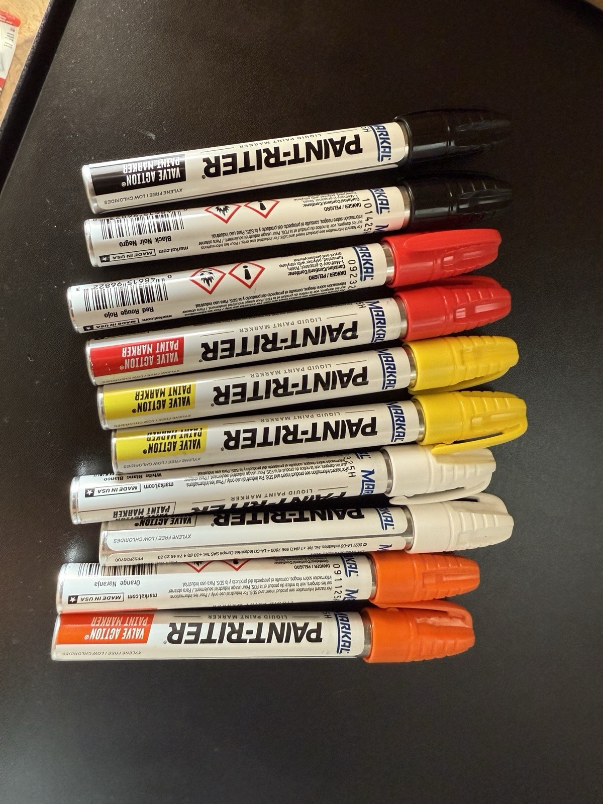 10x New Markal Valve Action Paint Markers Red White Yellow Black Orange Value