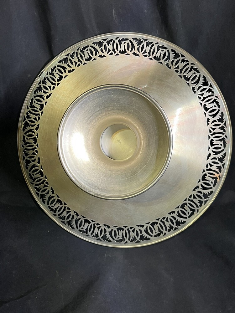 VINTAGE HAND FINISHED SILVER PLATED PEDESTAL CAKE DISH 12” SIGNED