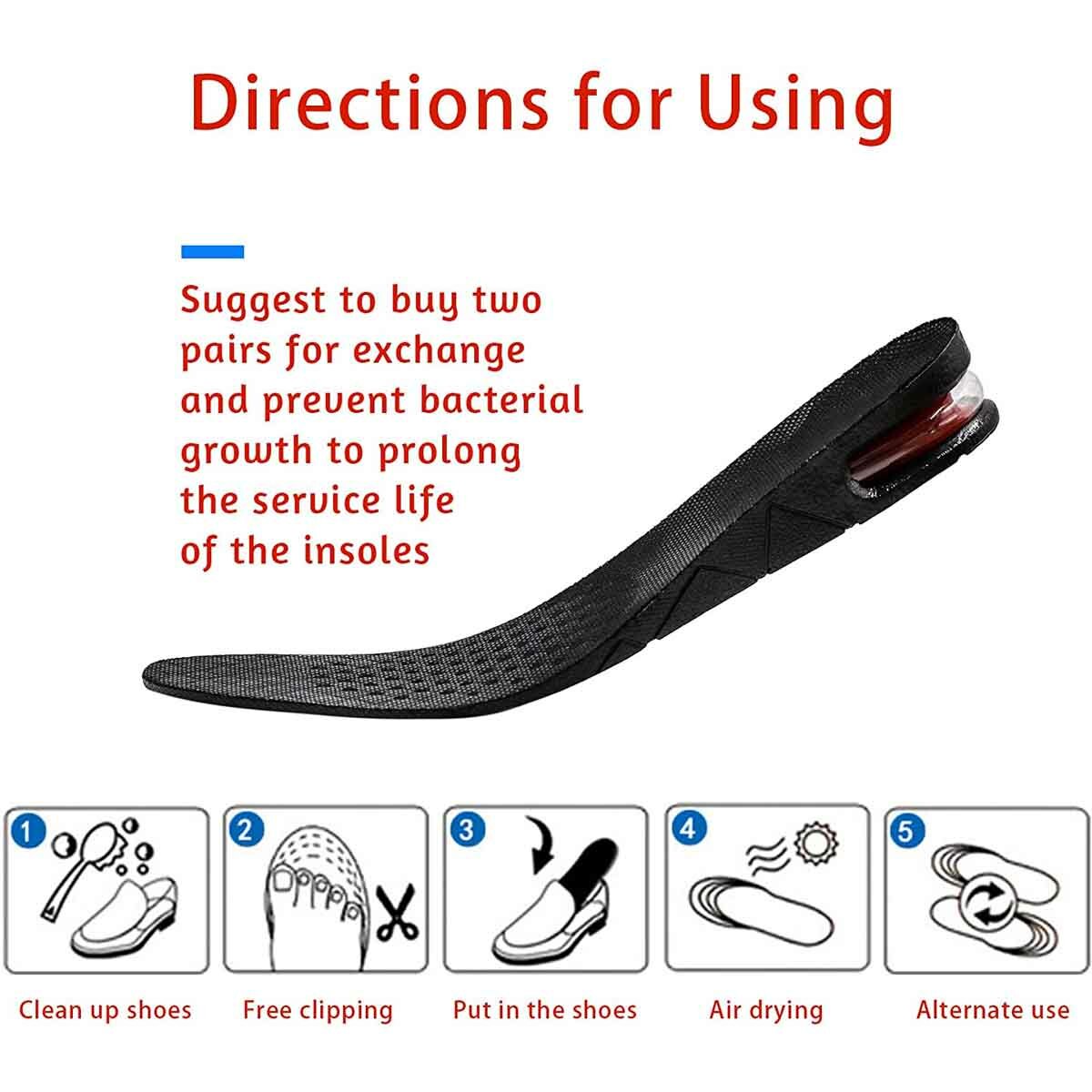 Booster insole, 3-layer orthopedic heel lift kit Variable height adjustable