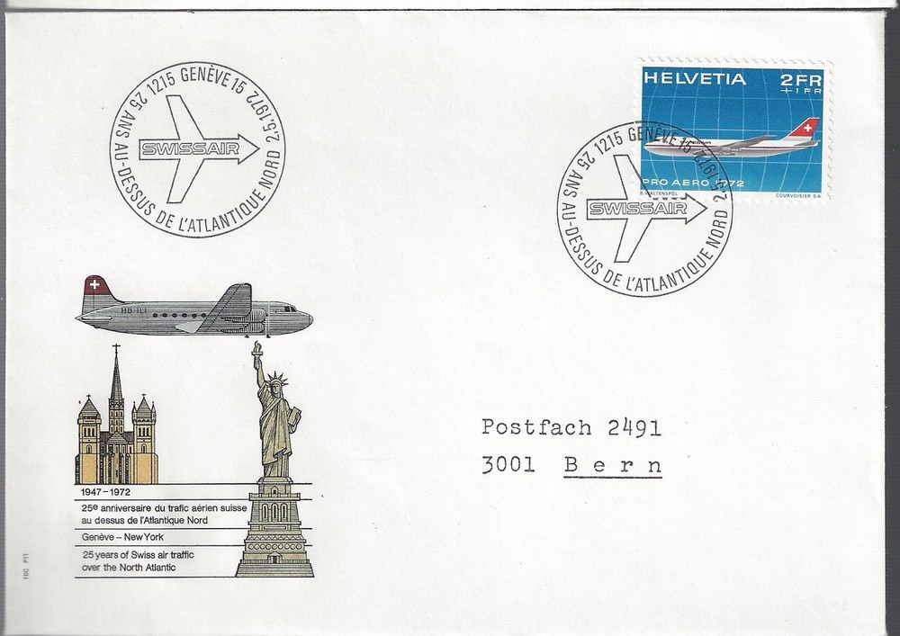1972 FDC Switzerland Air Semi-Postal aaa