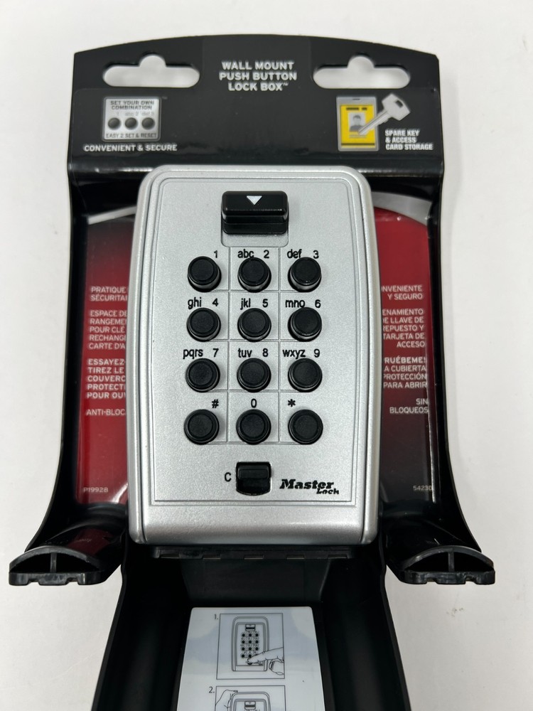 Master Lock Black Wall Mount Key Lock Box with Push Button Code Entry 5423D