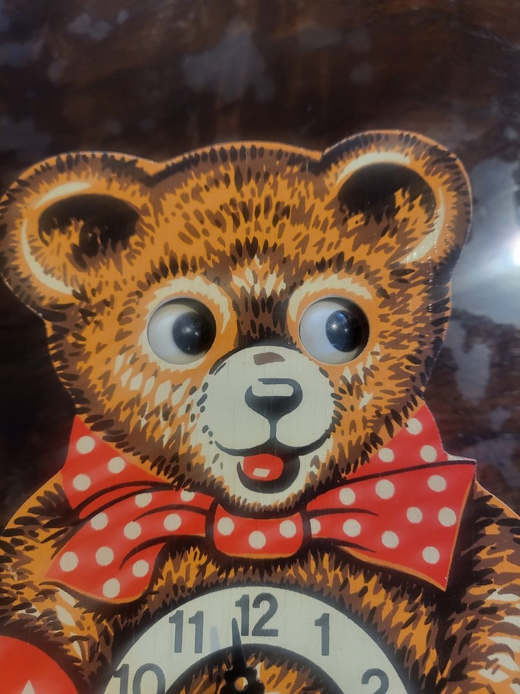 Vintage W Germany Pendulum Clock Bear With Moving Eyes - Untested