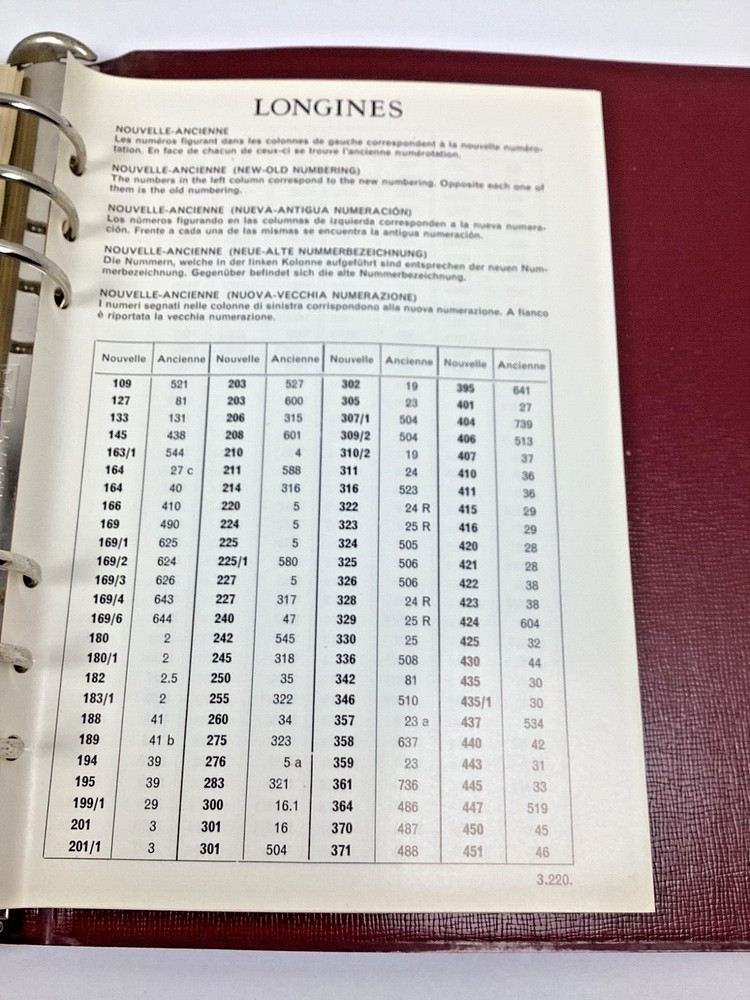 Longines #10 Technical Caliber Dictionary Parts Watch Technical Document
