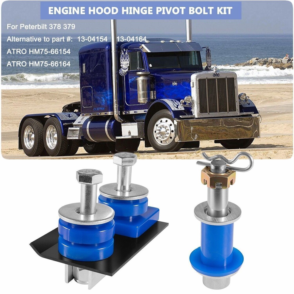 Engine Hood Hinge Pivot Bushing Kit Mounting Bolt Full Set For Peterbilt 378 379