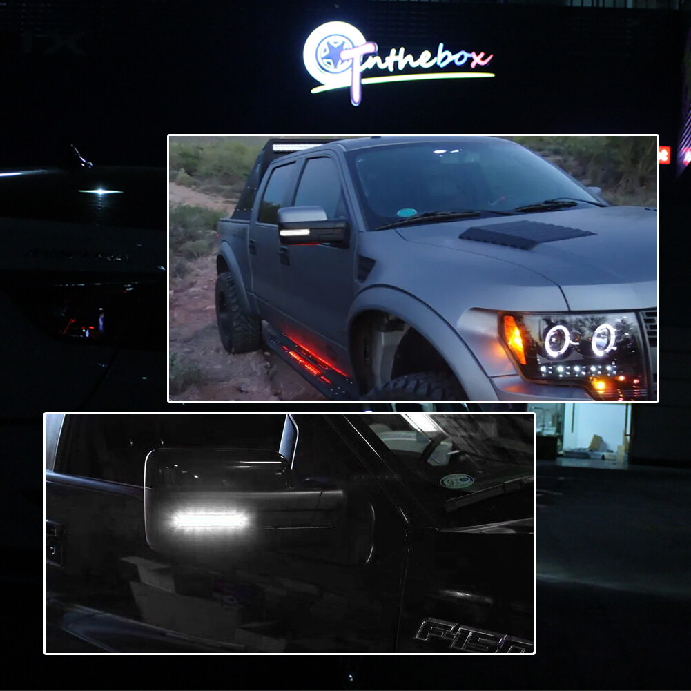 2x LED Side Mirror Reflector White Turn Signal Light For 09-14 Ford F-150 Raptor