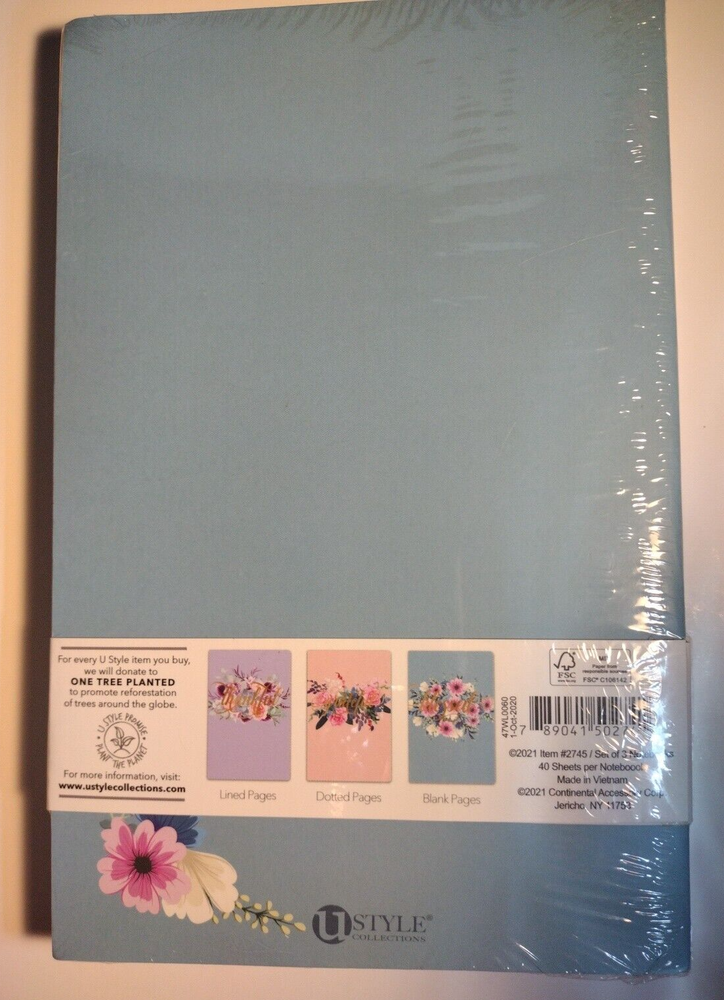 Ustyle Collections 3 Pack Notebook 40 Sheets Per Notebook lined, Dotted, & Blank