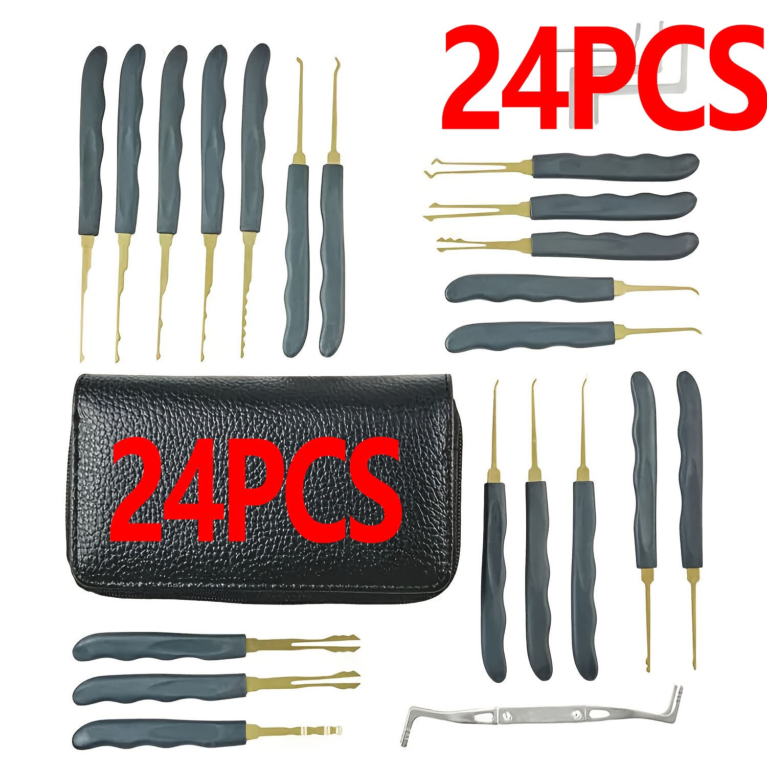 24PCS Broken Key Extractor Kit Lock Removal Tool Set Hooks Needles for Locksmi X