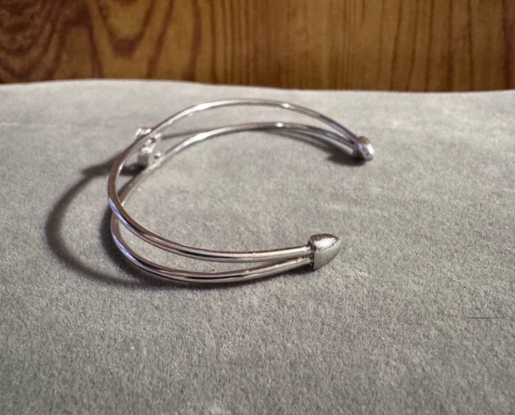 Trifari Initial Monogram “S” Silver Tone Cuff Bracelet