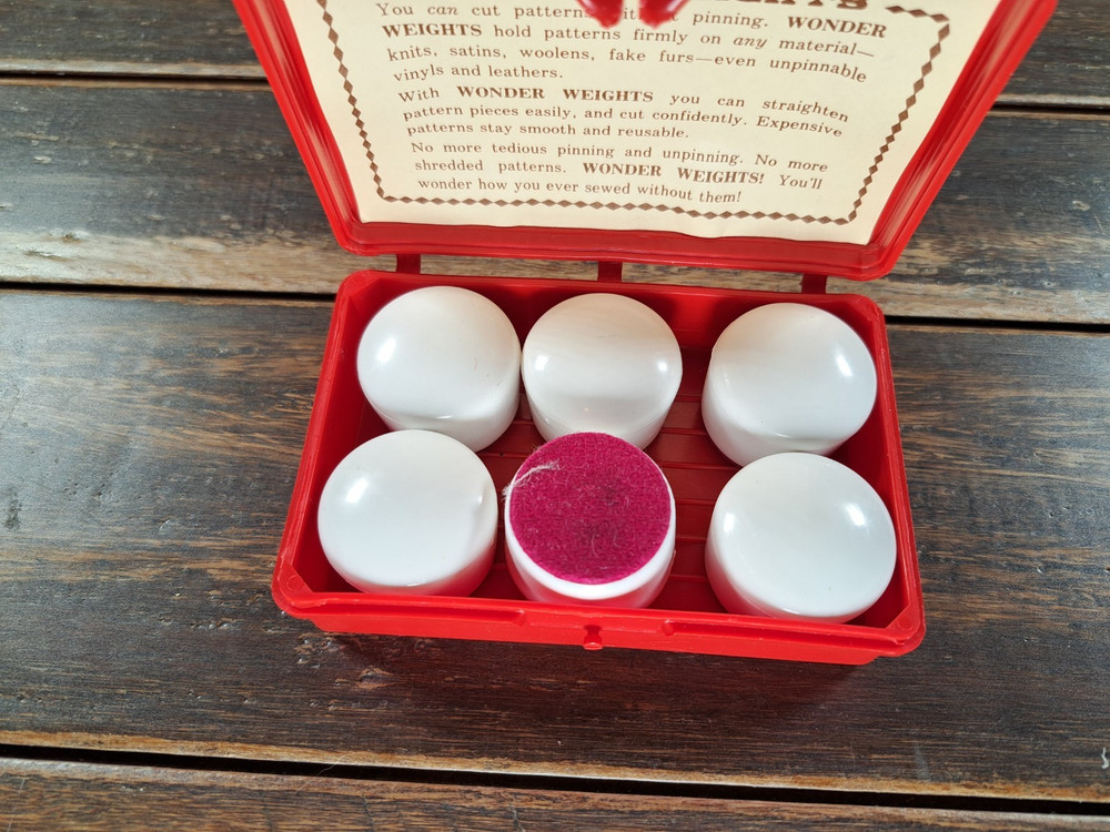 Original Wonder Weights 6pc Set Hold Pattern Unpinnable Materials Sewing w/ Case
