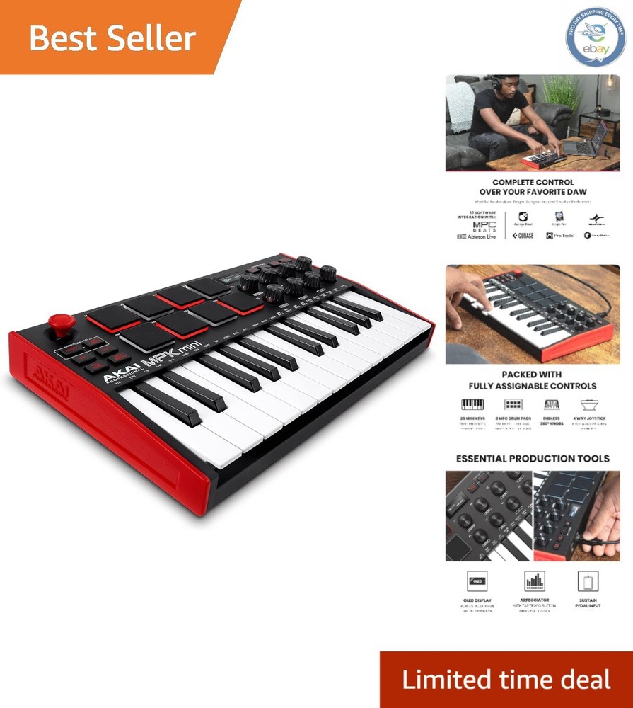 Compact MPK Mini MK3 MIDI Controller: 8 Pad MIDI Controller with NKS Integration