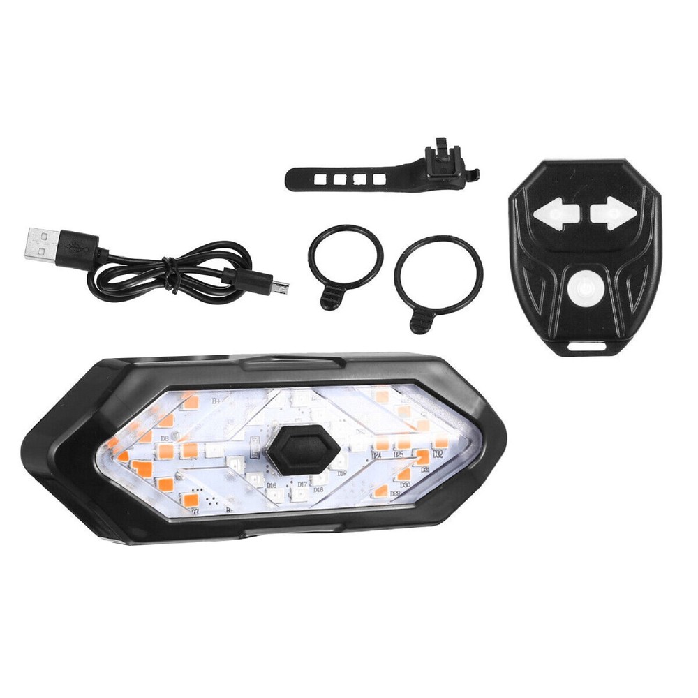 Bicycle Tail Light USB Wireless Remote Control Turn Signal Warning Lamp+Horn