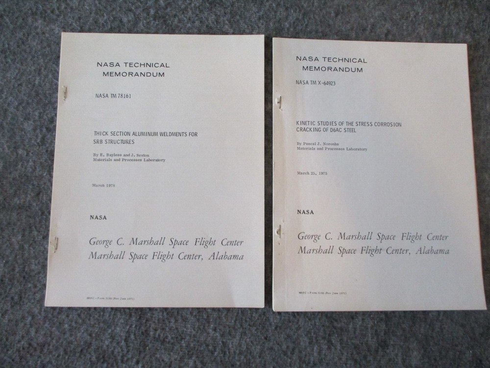 NASA MSFC/ROCKETDYNE/LOCKHEED SPACE SHUTTLE & SRB MATERIALS REPORTS 1970s