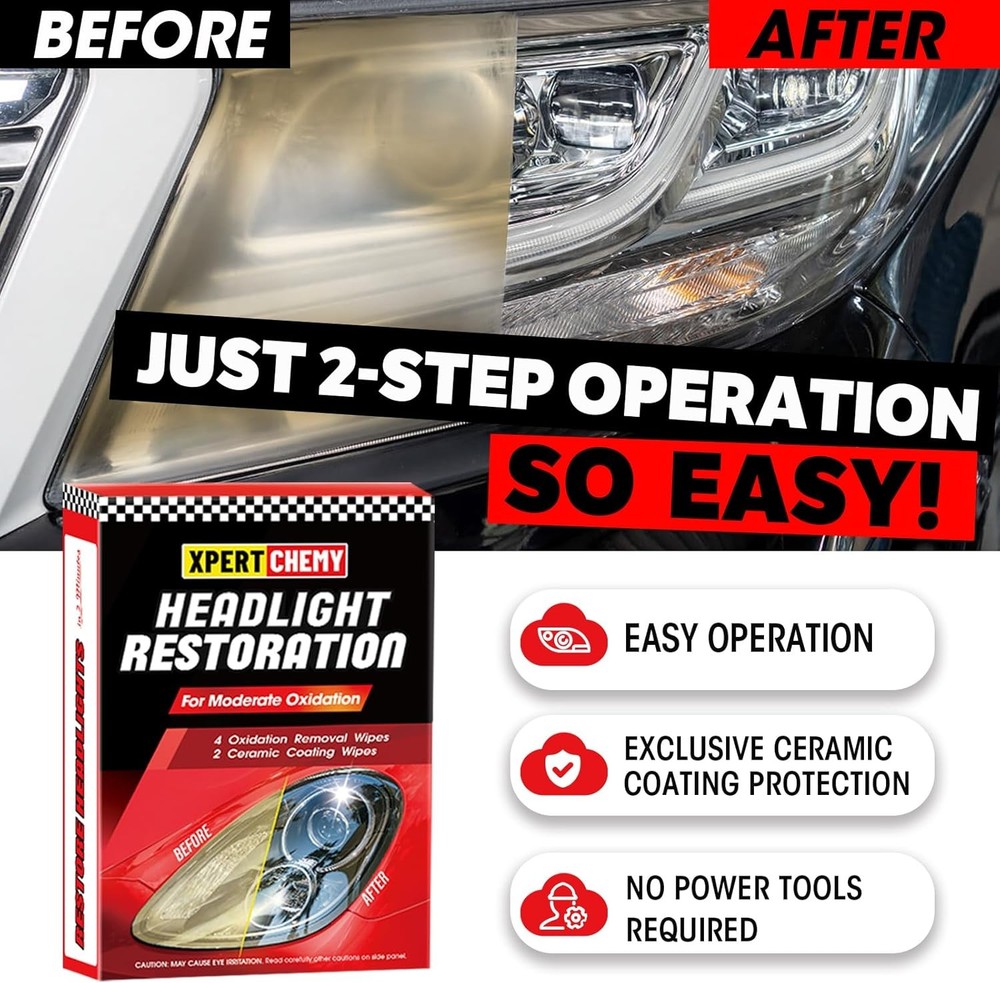 Headlight Restorer Kit,Fast-2 Step Process Restoration Kit for...