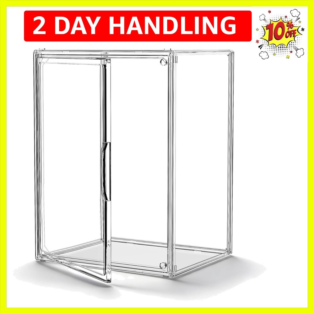 Clear Acrylic Display Case, Stackable Plastic Storage Bins with Lids, Large D...