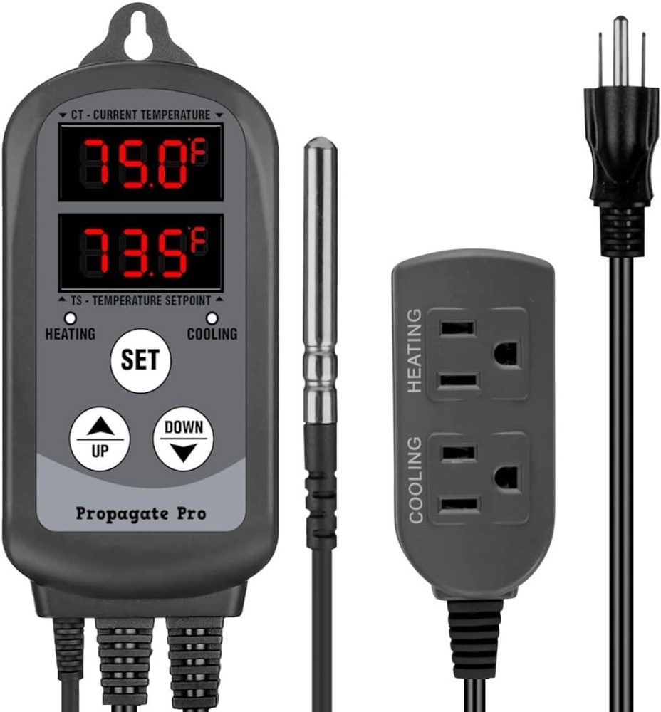 15 Amp Plug in Digital Temperature Controller Outlet by Propagate Pro | White