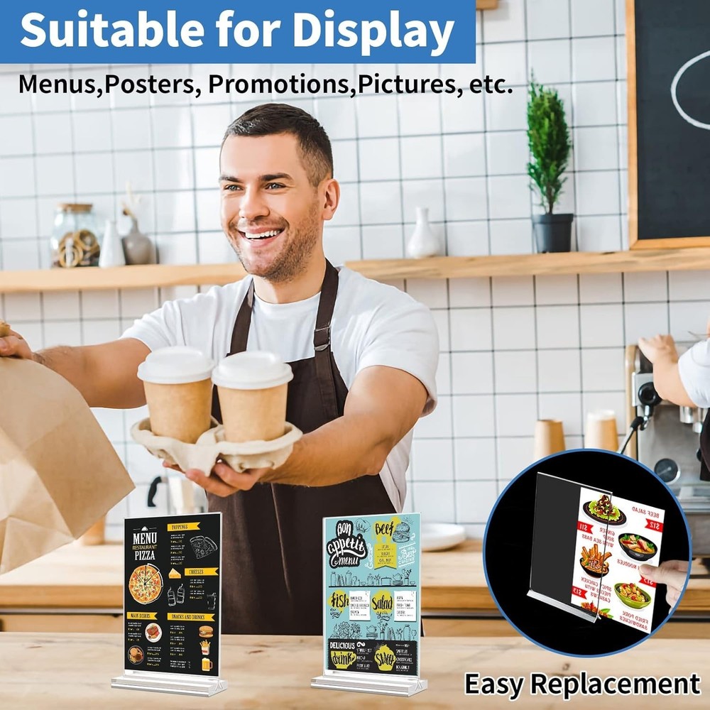 Double-Sided Acrylic Sign Holders 3 Pack - Shatterproof 4x6 Tabletop Display