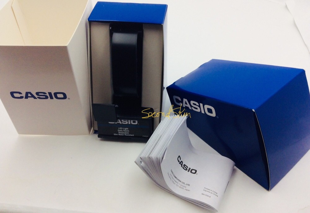 1 NEW CASIO Original Blue Watch Box Storage Case Display Cradle & Instruction