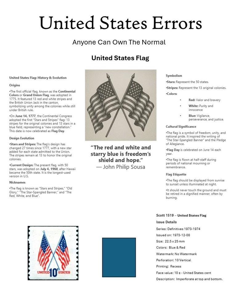 Centsational Custom Presentation Panel For Error SN 1519 - 8.5” X 11”