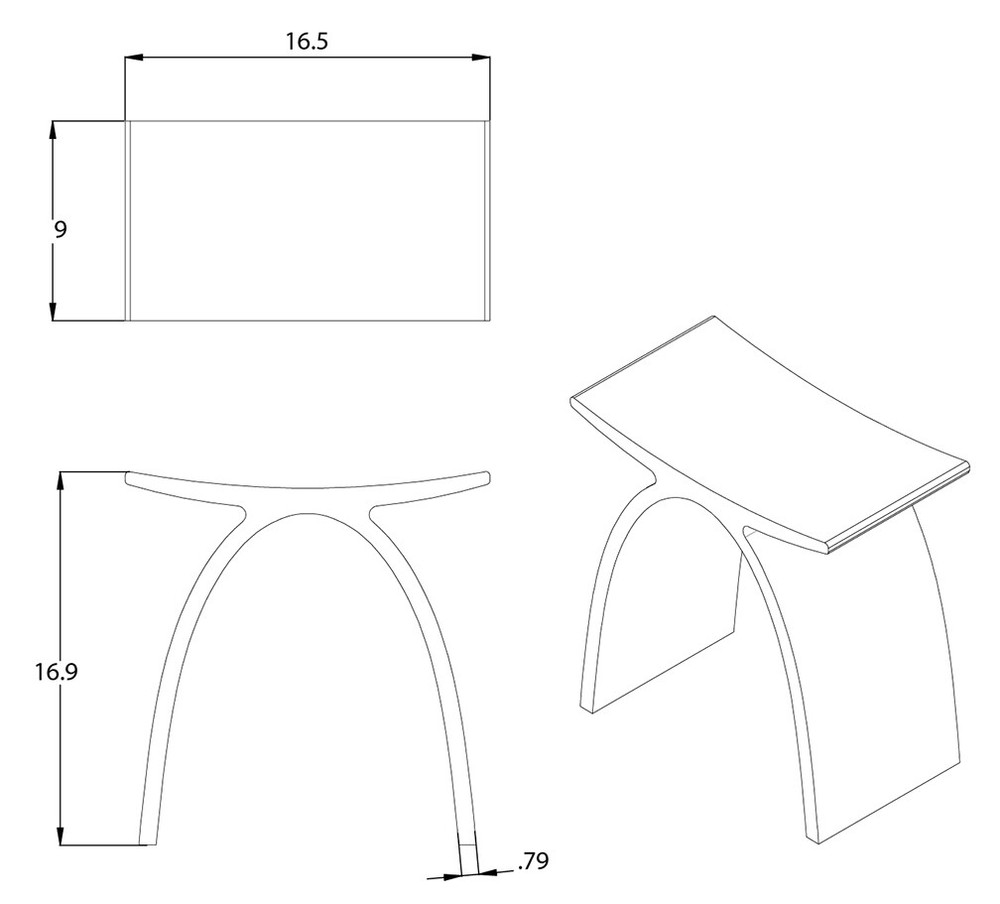 Designer Stool - Modern Cast Stone Stool - Bathroom Stool - Solid Surface Zuri