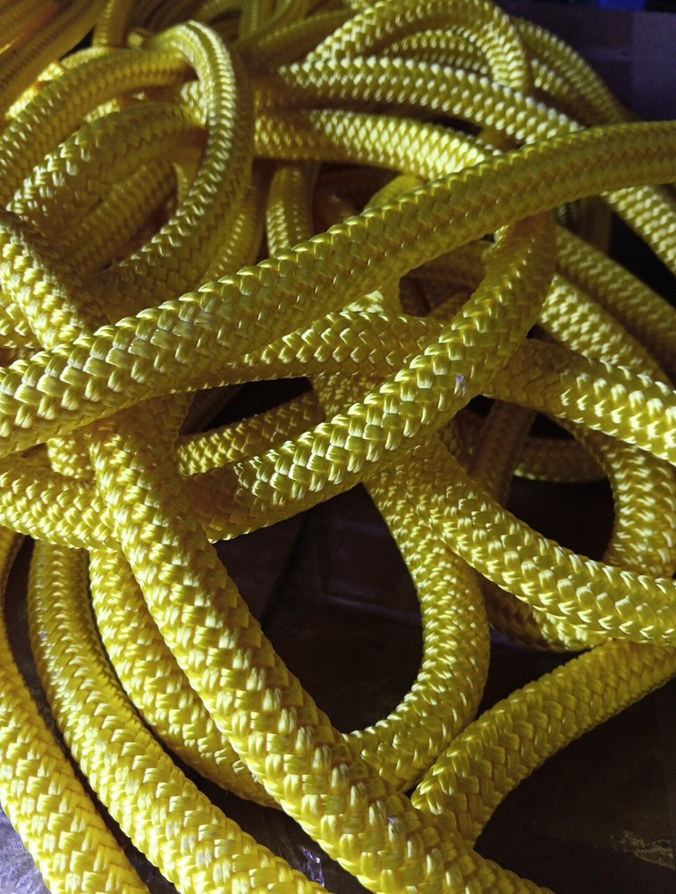 9/16 x 50 ft. Double Braid-Yacht Braid Polyester Rope. Yellow
