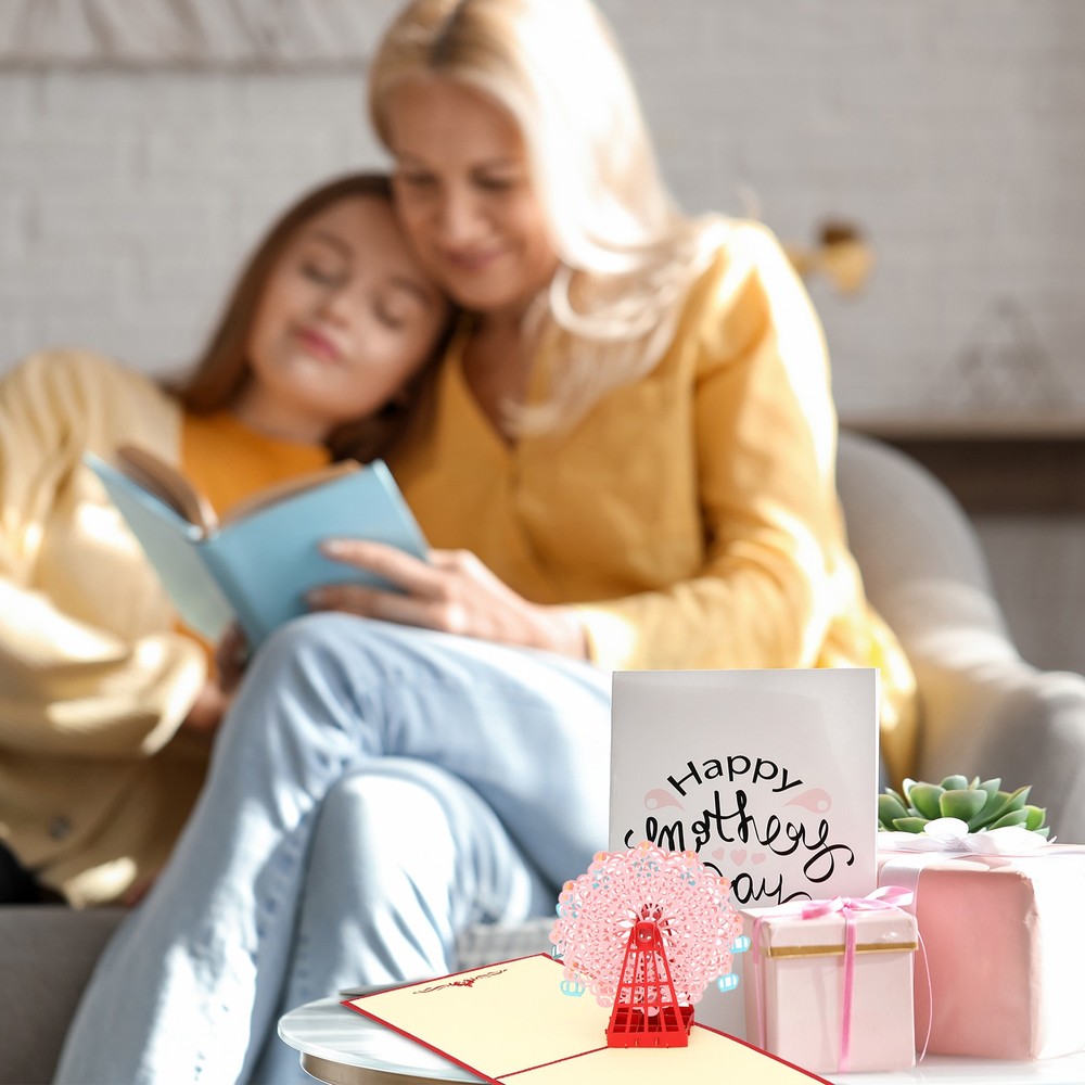 Elephant Design 3D Greeting Cards with Envelope&Note Card, Red