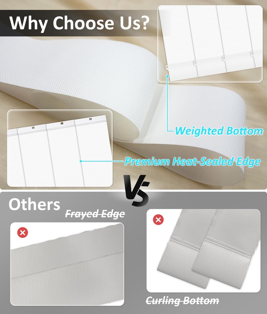 Light Filtering Vertical Blinds Replacement Slats, Easy-Cut UV Blocking & Ant...